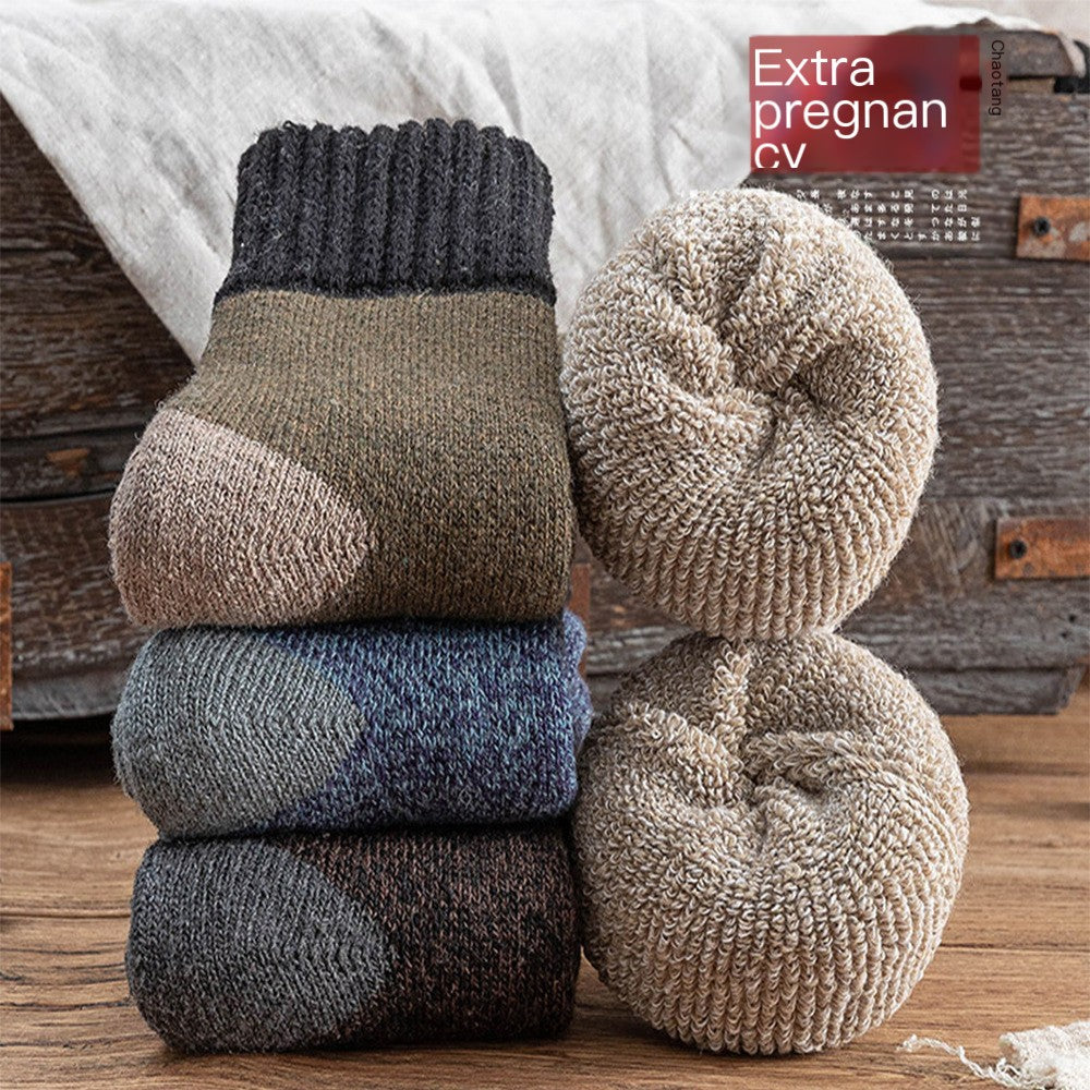 Men's Thick Wool Socks for Winter Warmth (Mid-Calf)