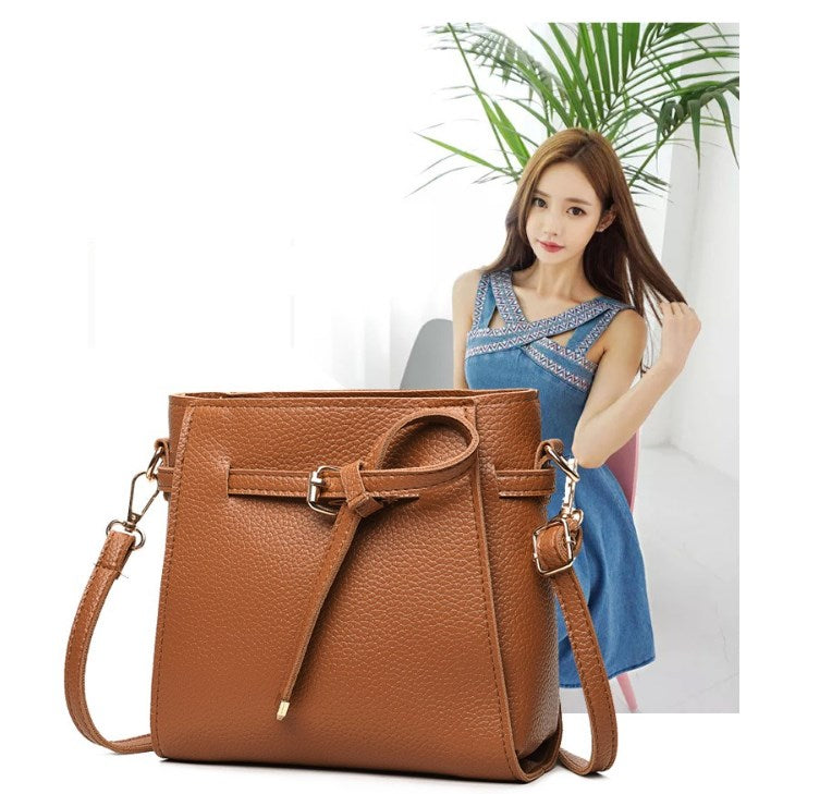 Vintage Lychee Pattern Four-Piece Mother-Daughter Bag Set