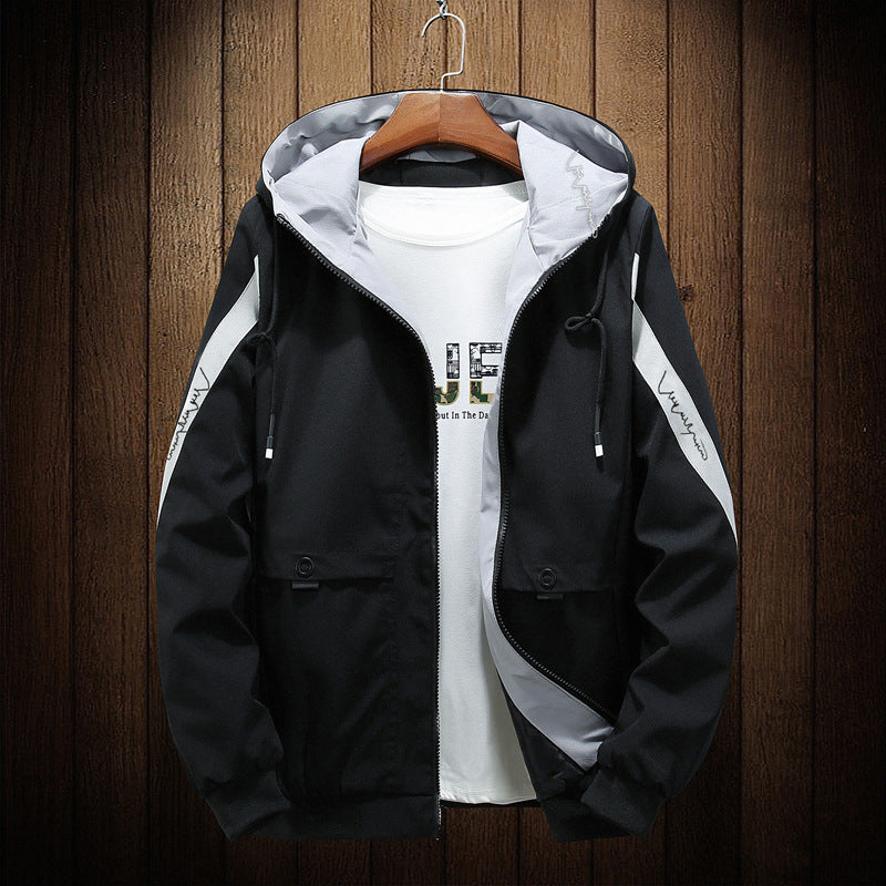 Men's Color Block Hooded Jacket