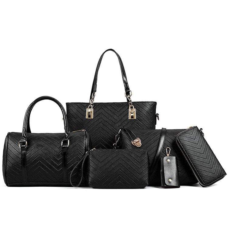 Trendy Embossed Six-Piece Fashionable Mother Bag Set