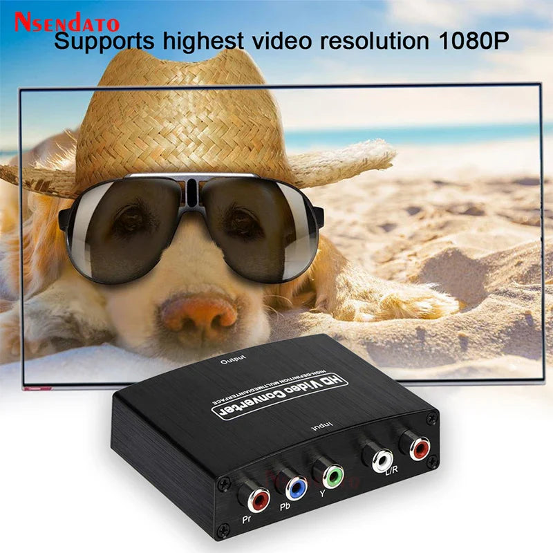 YPbPr To HDMI-compatible 1080P Video Audio Converter Adapter RCA to HD Connector Converters Adapters For PS2 DVD PSP Xbox HDTV