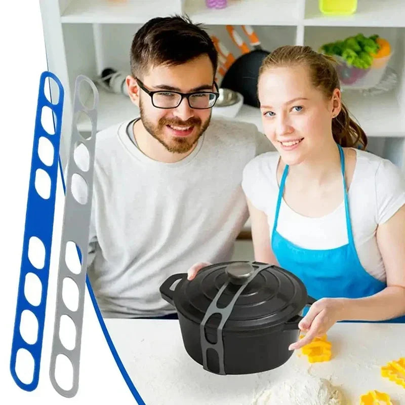 Reusable Lid Strap Silicone Elastic Band Universal Pot Lid Holder for Lunch Box Strap Elastic Band Outdoor Tableware Tool