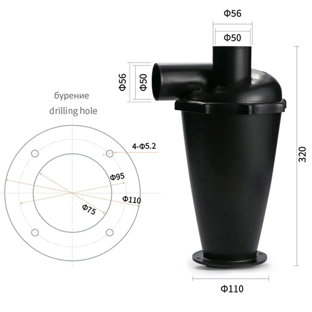 Vacuum Cleaner Turbo Woodworking Filter Cyclone Separator Industrial & Home With Flange Vacuum Filter Cyclone Dust Collector