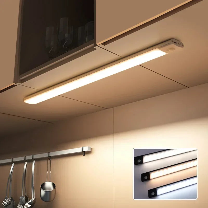 10-60cm Led Night Light Motion Sensor Under Cabinet Lights Thin Rechargeable Wireless Lamp for Kitchen Cabinet Bedroom Lighting