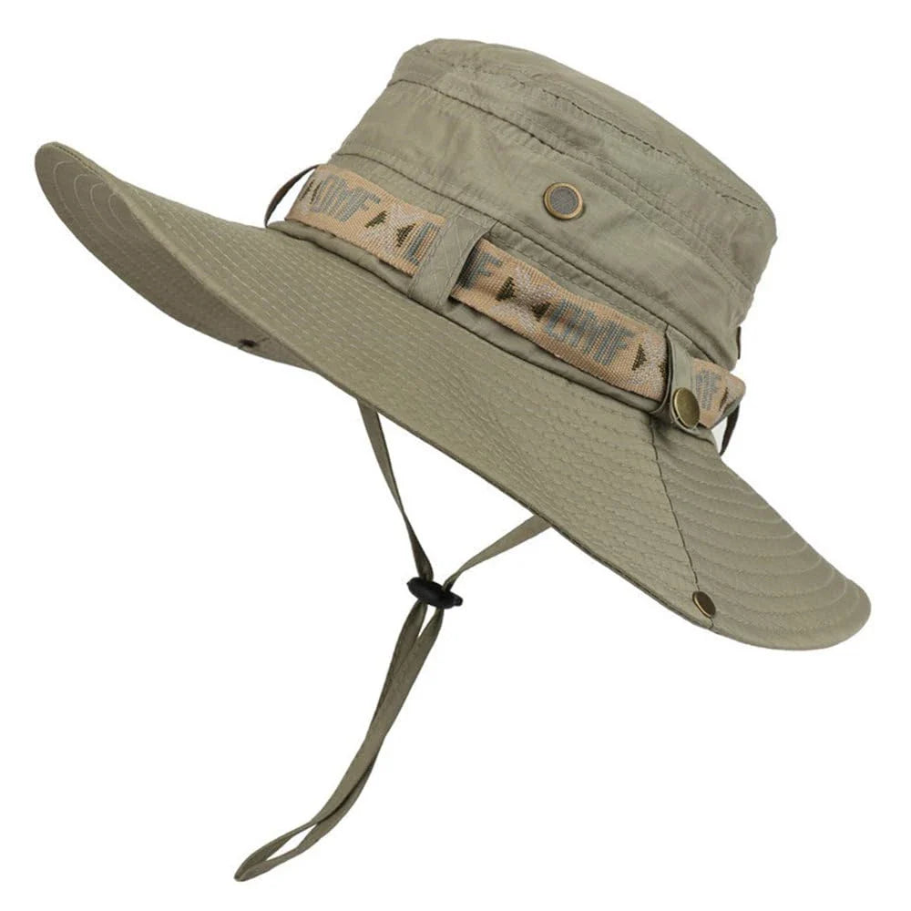 1Set bucket hat Summer Men UV Protection Hiking Beach Sunscreen Cap Bucket Hats Summer Hunting Hat Mesh Fisherman Safari Hat