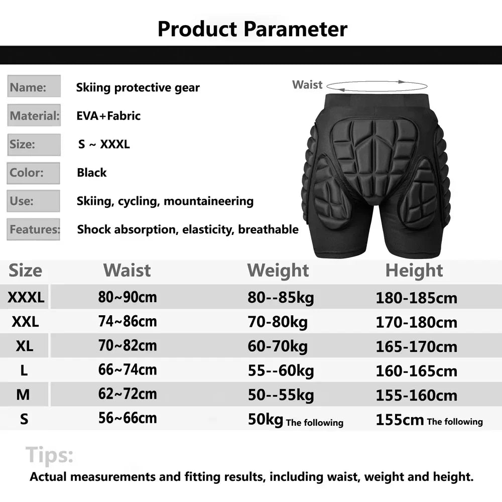 Protective Padded Shorts and Pads for Skiing and Skating