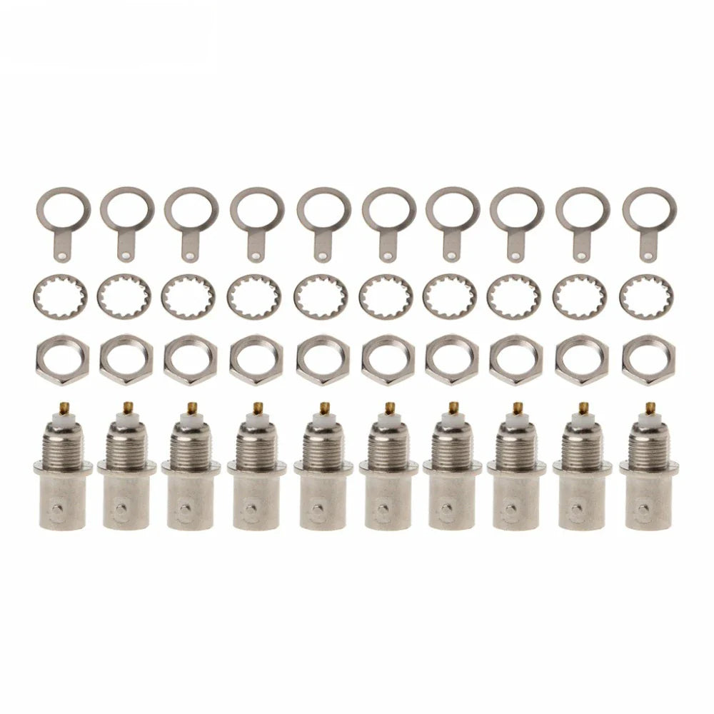 10Pcs/Set BNC Female Nut Bulkhead Solder Connector Adapter For Video Surveillance