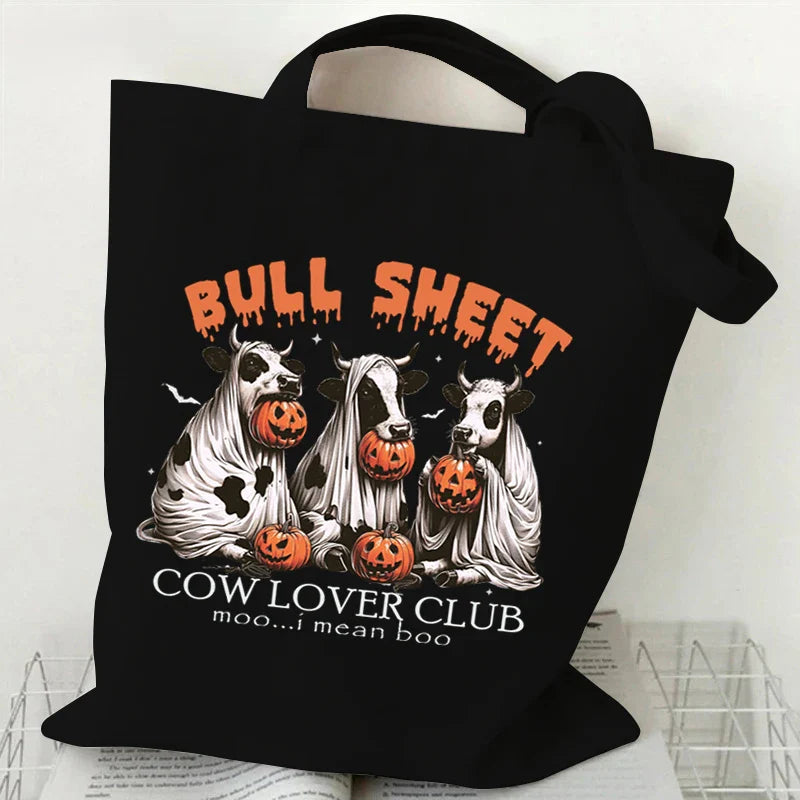 Women's Handbags Spooky Ghost Halloween Gift Canvas Shopping Bag Pumpkin Cute Ghost Halloween Tote Bags Retro Skeleton Handbags