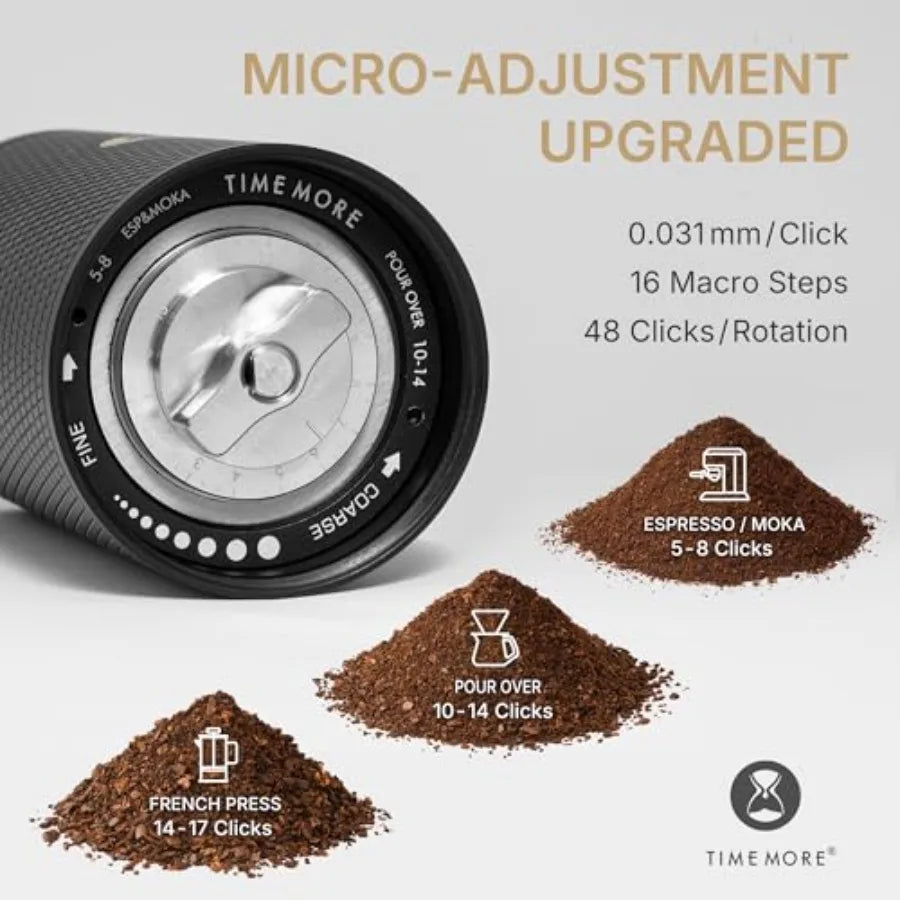 Timemore C5 PRO Manual Coffee Grinder 42mm Stainless Steel Burr 48 Adjustable Settings Hand Coffee Grinder with Foldable Handle