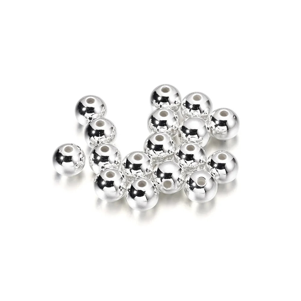 10-1000pcs/lot 3-20mm Straight Holes Acrylic Imitation Pearl Beige Bracelet Round Beads For DIY Craft Jewelry Making Supplies