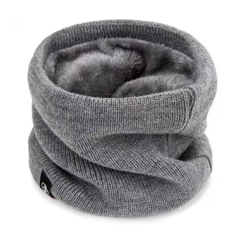 Winter Knitted Neck Warmer Thickened Plush Warm Scarf Windproof Cold Proof Men Women Outdoor Skiing Running Hiking Neck Cover