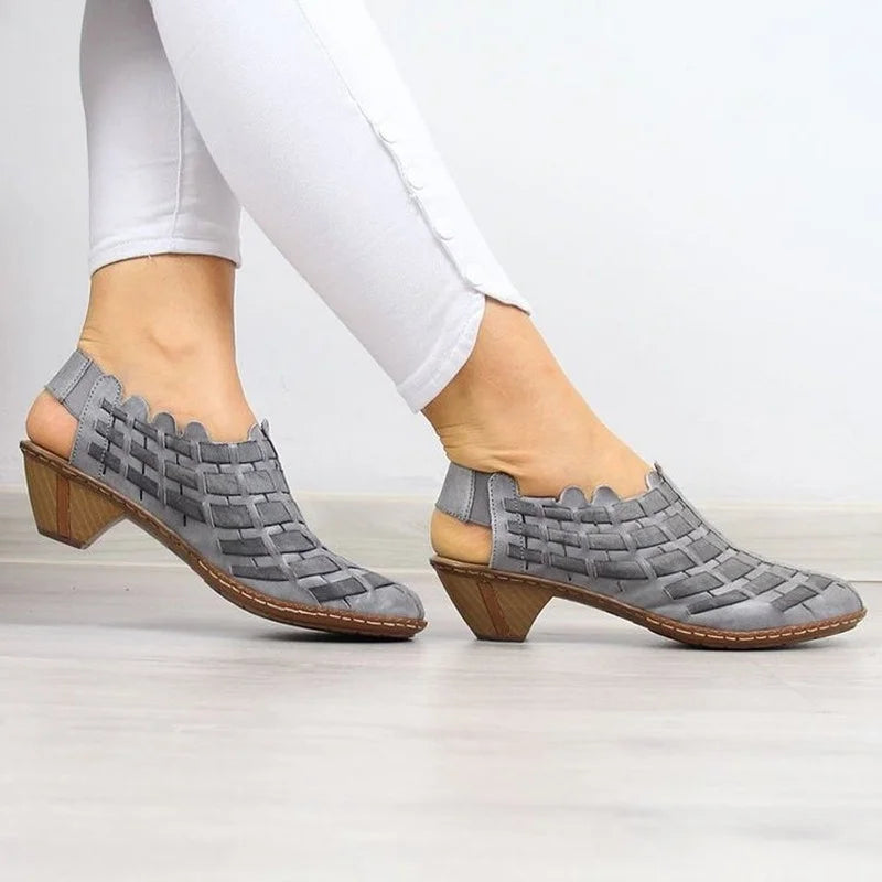 Comemore Women's Summer Sandals Pumps Spring Medium Heel 2025 Elderly Casual Ankle Boots Slip-on Shoes Summer Footwear for Woman