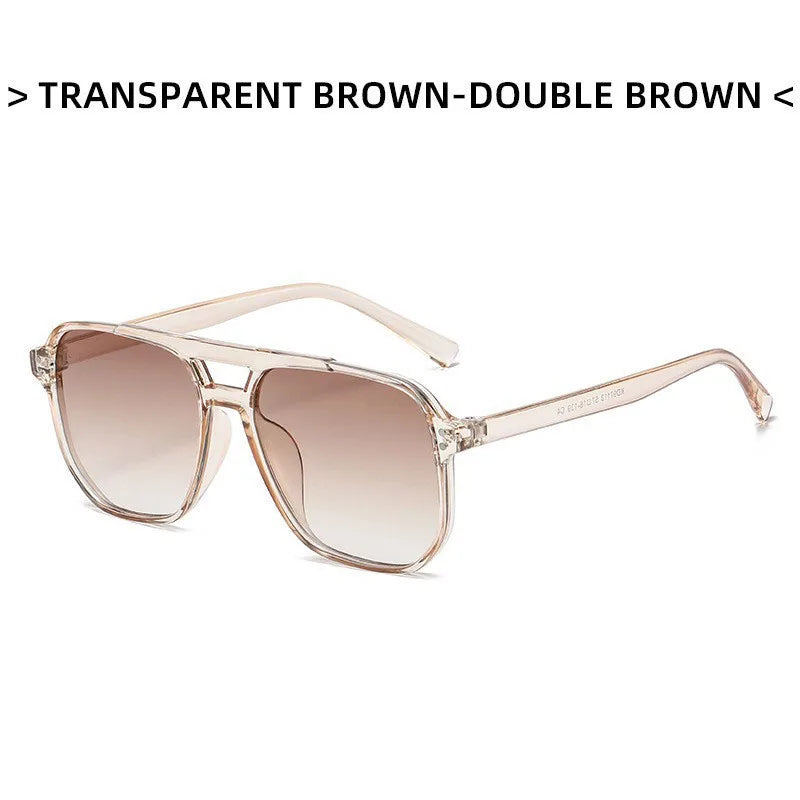 Fashionable Large Frame Retro Sunglasses, New Ocean Film Double Bridge Rice Nail Design, Anti-UV Sun Protection Eyewear