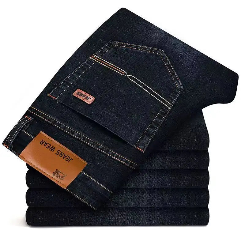 Men's Soft Straight Denim Pants 2025 Autumn Classic Business Black Biker Jeans Overalls Masculino Pantalone Hombre Mannen Homme