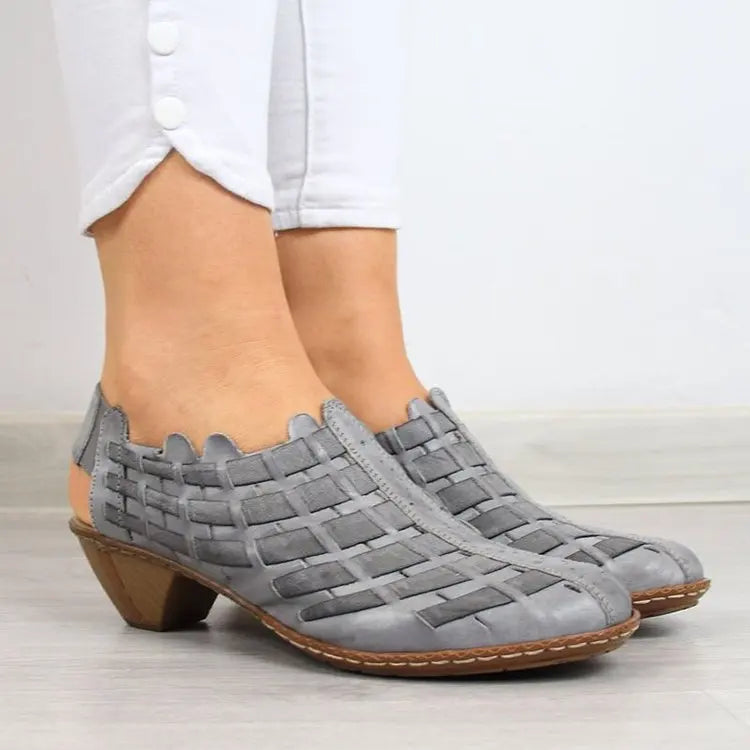 Comemore Women's Summer Sandals Pumps Spring Medium Heel 2025 Elderly Casual Ankle Boots Slip-on Shoes Summer Footwear for Woman