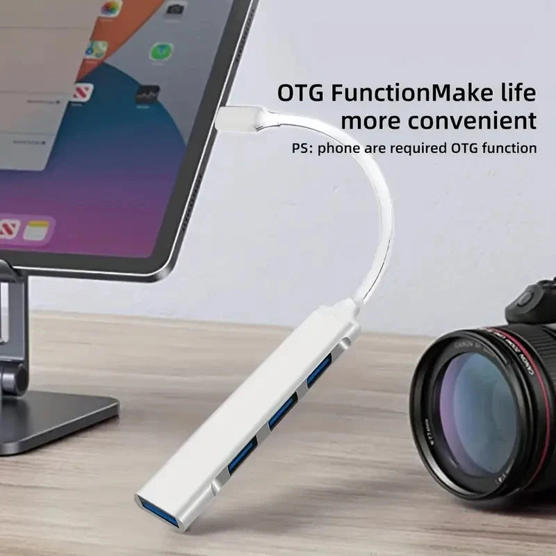 4-Port Multi-Splitter Type C Hub USB Adapter OTG for Xiaomi Lenovo MacBook 13 15 Air pro PC - Computer Accessories