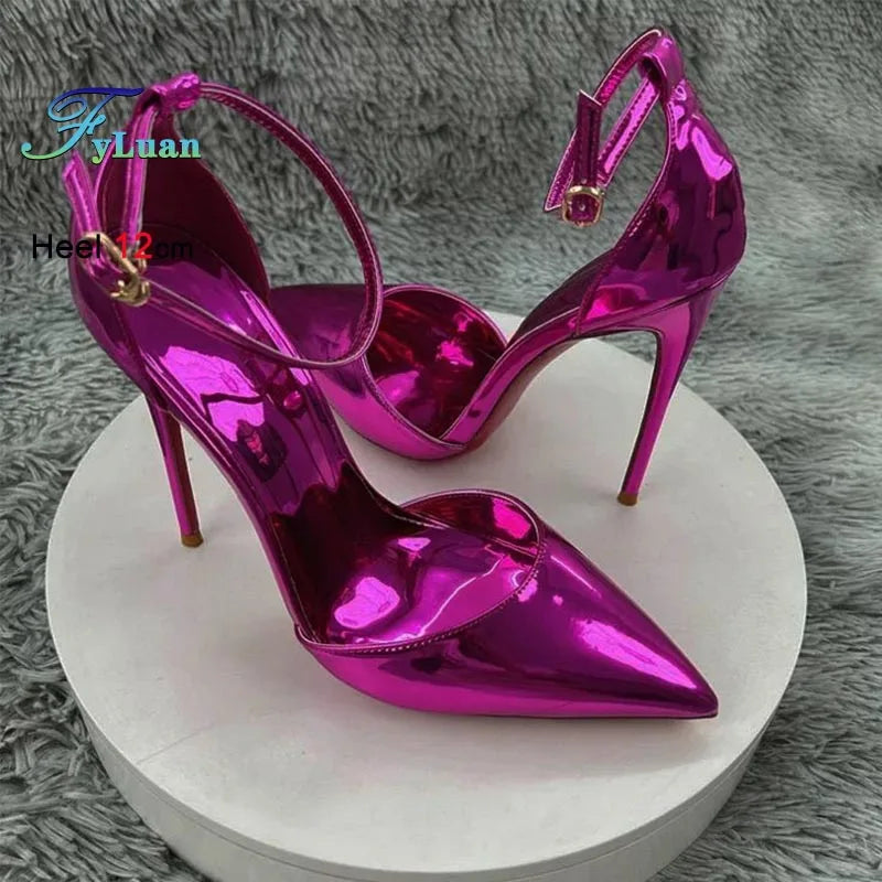 New 12CM 10CM 8CM High Heeled Women's Sandals Sexy Hollow Stiletto Single Shoes Fashion Nightclub Party Female Model Show Pumps