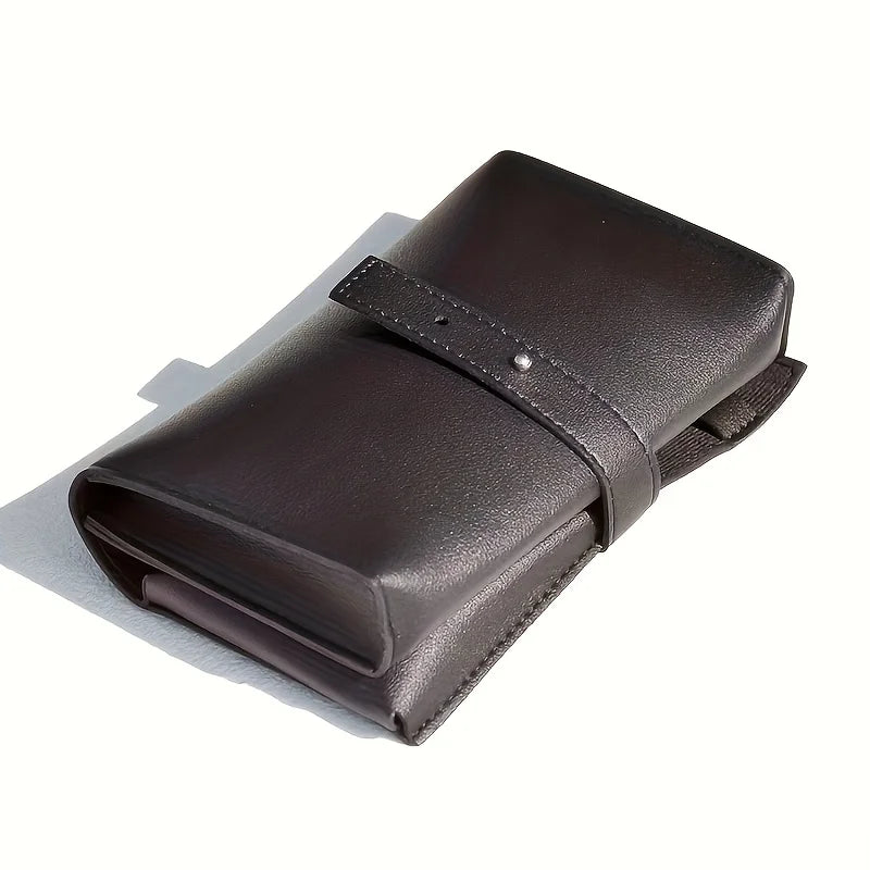 1pc PU Leather Multi-Compartment Organizer-Portable Tech School Accessories Case for Cables,Chargers,Pens-Durable Travel Storage