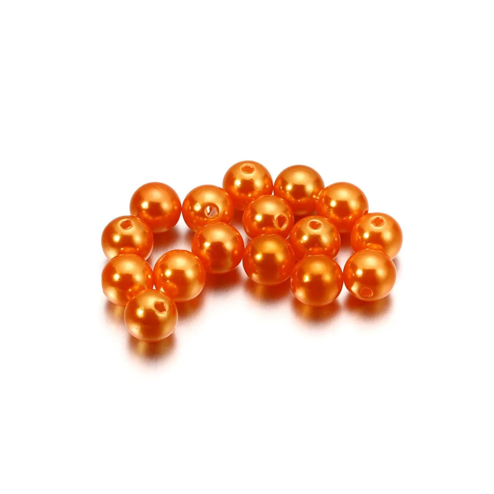 10-1000pcs/lot 3-20mm Straight Holes Acrylic Imitation Pearl Beige Bracelet Round Beads For DIY Craft Jewelry Making Supplies
