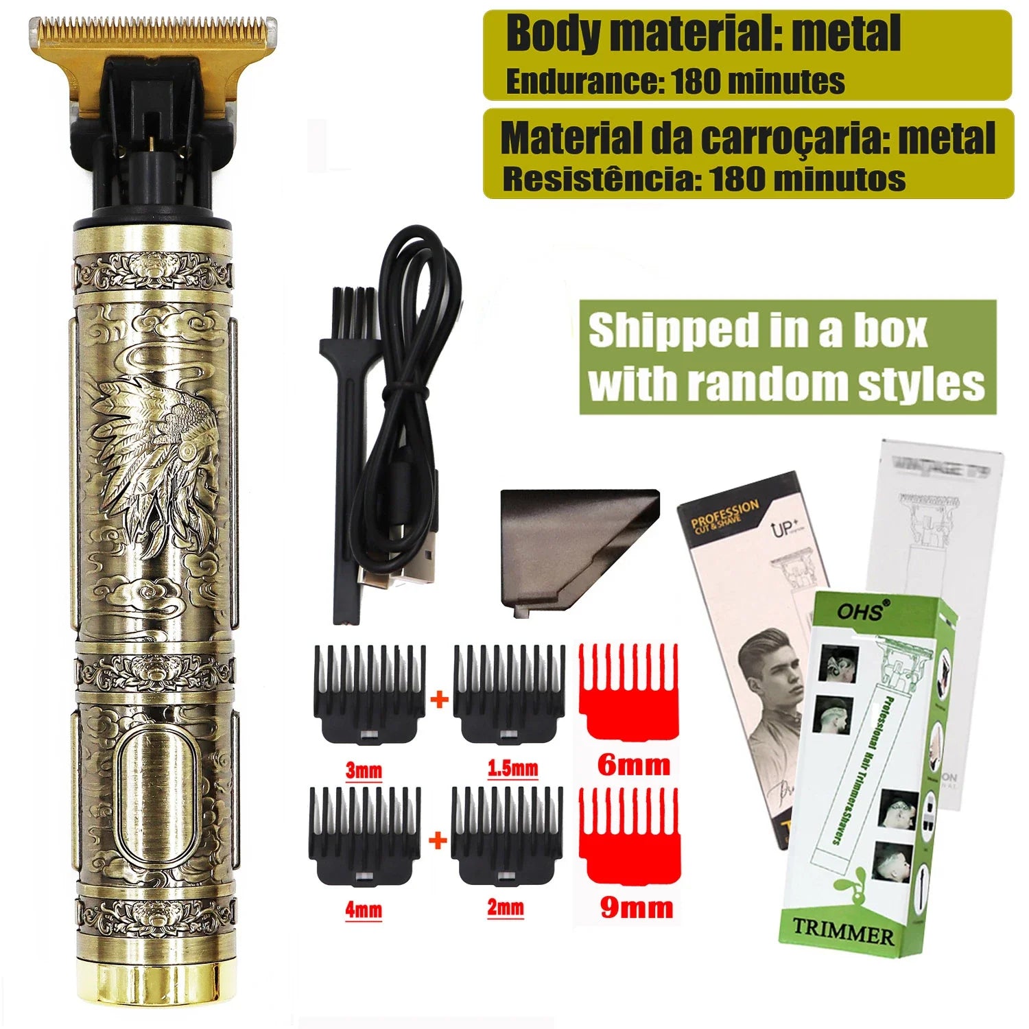 Hot Sale Vintage T9 Electric Cordless Hair Cutting Machine Professional Hair Barber Trimmer For Men Clipper Shaver Beard Lighter