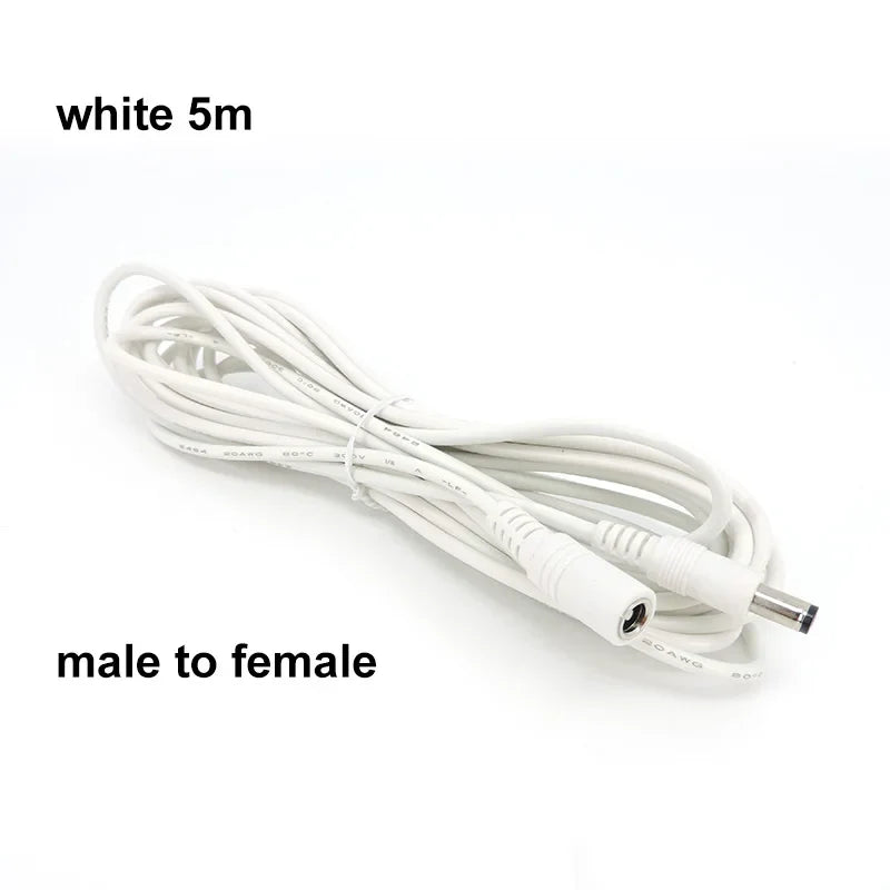 22awg 3A DC Male To male female Power supply Adapter white black cable Plug 5.5x2.1mm Connector wire 12V Extension Cords