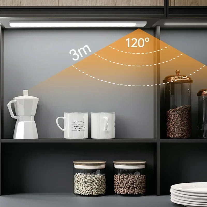 10-60cm Led Night Light Motion Sensor Under Cabinet Lights Thin Rechargeable Wireless Lamp for Kitchen Cabinet Bedroom Lighting