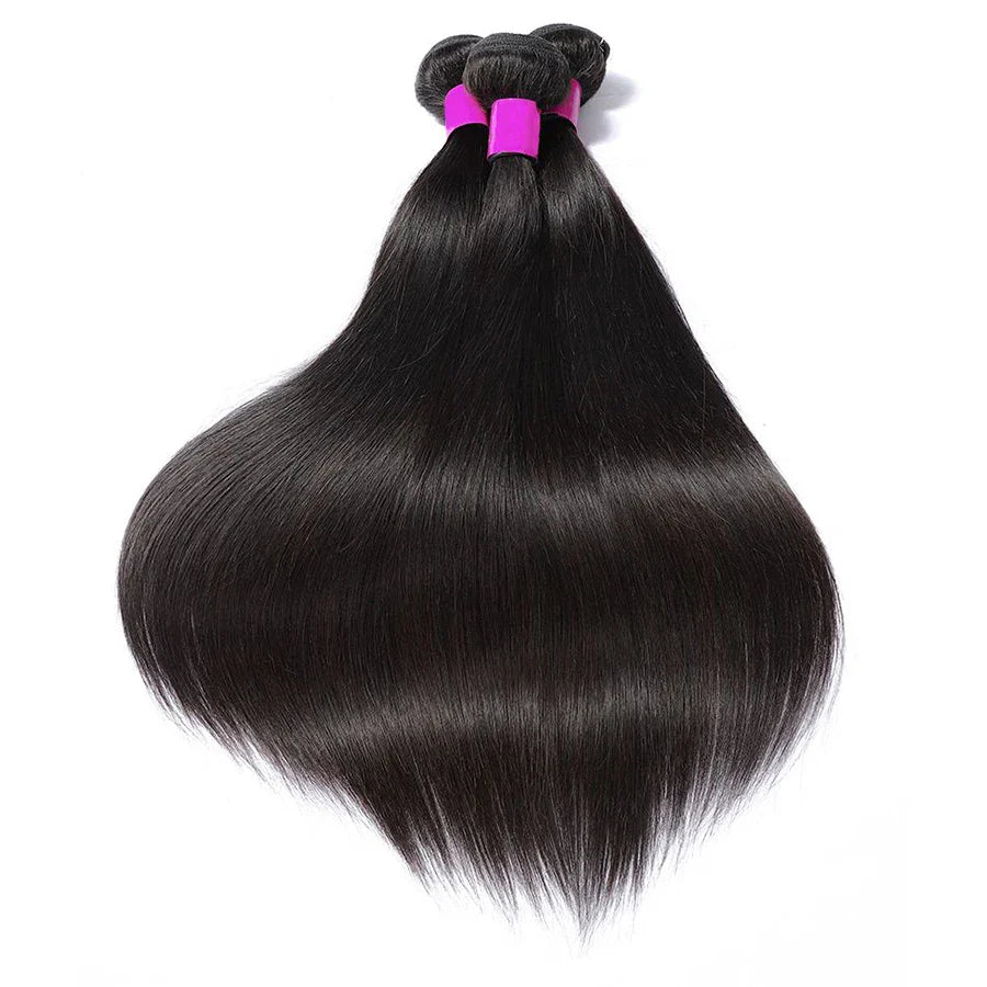 Silky Straight Bundles Human Hair Remy Brazilian Hair Extensions 1/3/4 PCS Natural Black Hair Weave Bundles 14-30 Inches