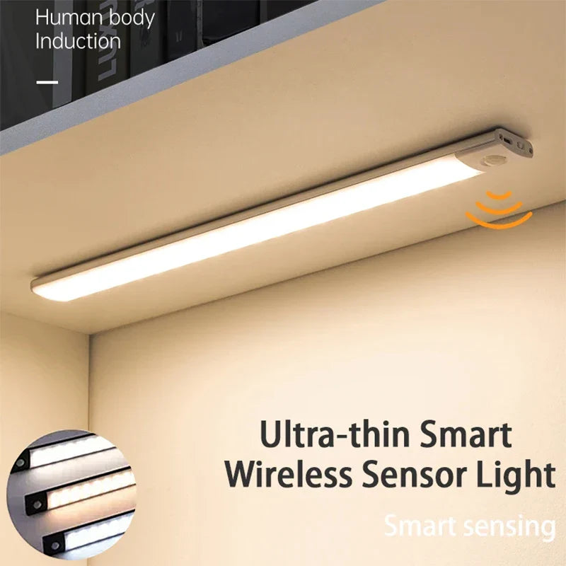 10-60cm Led Night Light Motion Sensor Under Cabinet Lights Thin Rechargeable Wireless Lamp for Kitchen Cabinet Bedroom Lighting