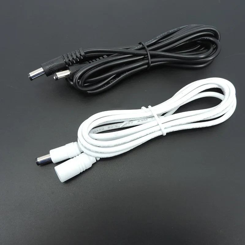 22awg 3A DC Male To male female Power supply Adapter white black cable Plug 5.5x2.1mm Connector wire 12V Extension Cords