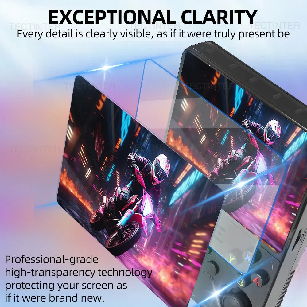Screen Protector+Portable Carrying Case for R36S Handheld Console Storage Bag & Anti-Scratch Tempered Glass for R36S Accessories