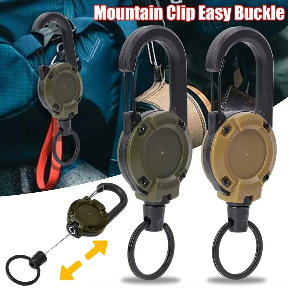 Outdoor Retractable Key Chain Mountaineering Buckle Key Chain Anti-loss Anti-theft High Rebound Easy To Pull
