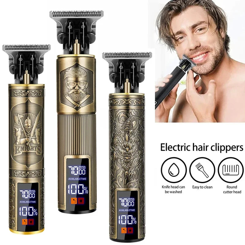 Cordless Hair Trimmer Vintage Hair Clipper USB Fast Charging Hair Cutting Machine Electric Shaver Barber Professional Barber