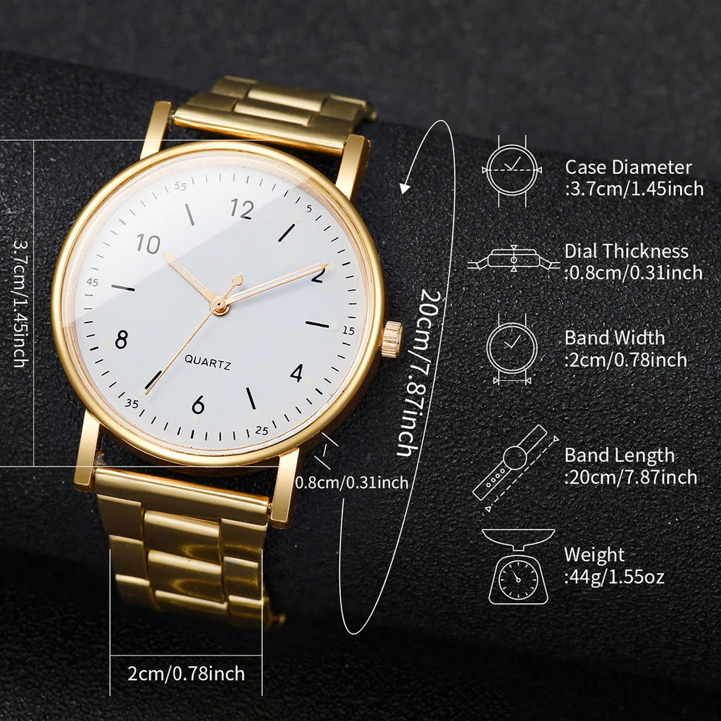 2/4PCS Fashion Arabic Dial Women Watches Simple Quaretz Wristwatch with Bracelets Set Reloj Mujer（Without Box）