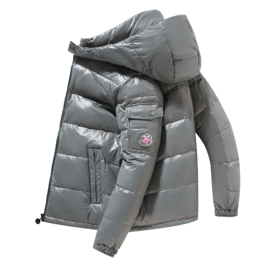 Men's Hooded Shiny Puffer Jacket - Casual Winter Coat