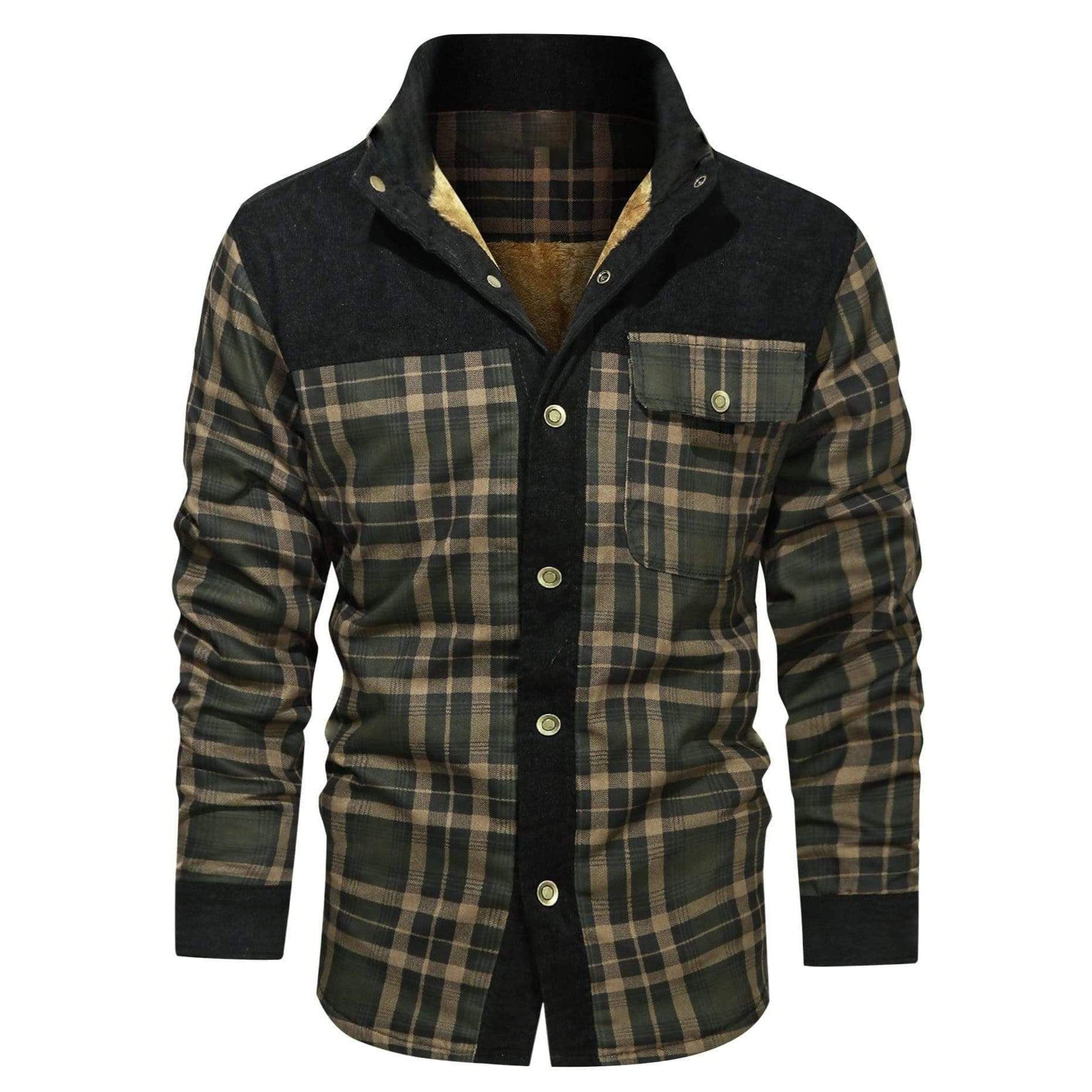 2022 Men's Plus Size Thick Corduroy Plaid Jacket